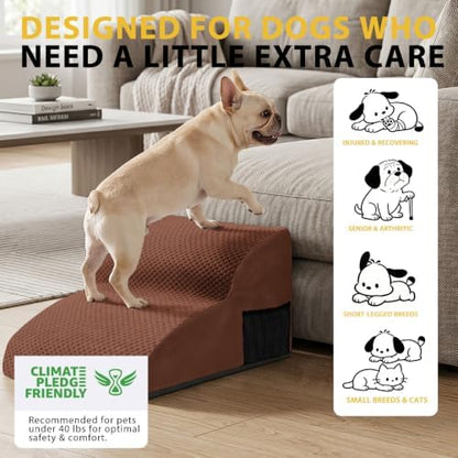2-Step Dog Stairs for Small Dogs, Non-Slip Foam Pet Steps for Low Couch Bed - Image 3