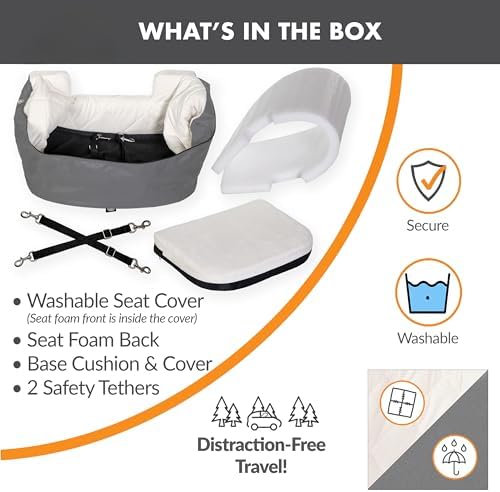 K&H Dog Car Seat, Bucket Booster for Cats & Dogs, Small, Gray/Cream - Image 5