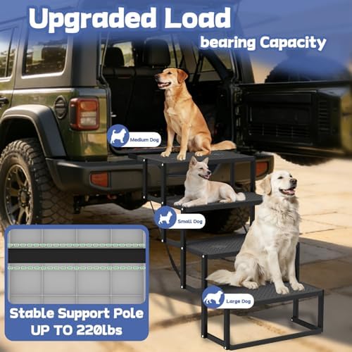 Dog Steps for Car, SUV with Upgraded Non-Slip Surface, 4 Steps - Image 2