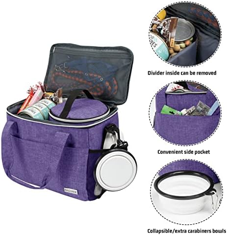 BAGLHER Dog Travel Bag Backpack Pet Supplies Backpack 5-Piece Set with Shoulder Strap 2 Lined Pet Food Containers 2 Foldable Feeding Bowls Essential Kit for Pet Travel - Image 3