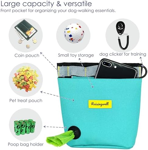 Raisingwell Dog Treat Pouch for Pet Walking and Training with Clicker 2 Cup Silicone Bag Small Fanny Pack Holder for Puppy Snack Dispenser Kit for Leash and Outdoor Use (Green) - Image 4