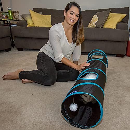 PetLike Cat Tunnel for Indoor Cats Collapsible Pop-up Pet Tube Peek Hole Hideaway Play Toys for Cats with Ball - Image 3