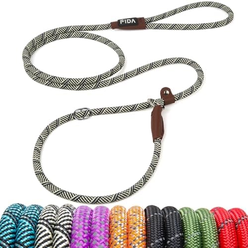 Fida Durable Slip Lead Dog Leash, 6 FT x 3/8" Dog Training Leash, Grey by Fida