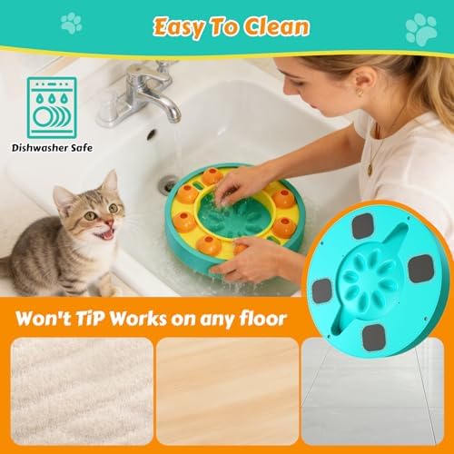 Dog Food Puzzle Toys Interactive Game Toy for IQ Training Enrichment Dog Food Puzzle Slow Feeder for Small, Medium Dogs and All Cats (Blue Bowl) - Image 5