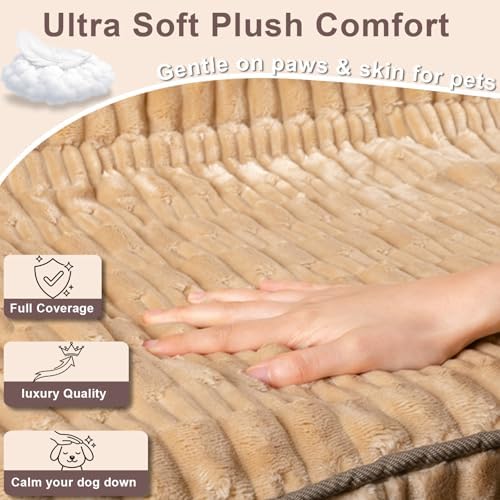 Dog Car Seat Cover, Soft Plush Waterproof Back Seat Protector, Tan - Image 2