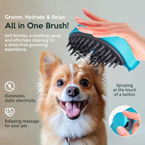 Cat Steam Brush for Shedding Pets 3 in 1 Function, Spritz Defur Comb for Kittens, Steamy Hair Rake for Long-Haired Dogs, Steamer Brush for Massage, Grooming and Removing Loose Hair - Image 7