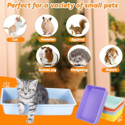 6 Set Small Cat Litter Box Kitten Litter Pan 12.3" x 8.5" x 2.7" Rabbit Plastic Litter Tray with 6 Scoop for Easy Cleaning, Hamster/Guinea Pig/Hedgehog Travel Toilet Pan - Image 4