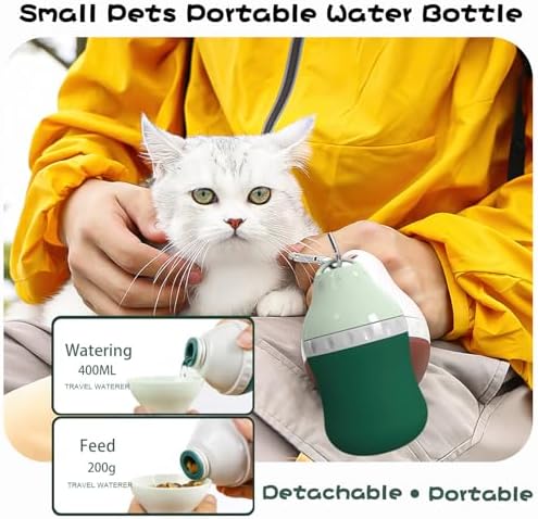 Dog Travel Water Bottle Detachable Bowl Leak Proof Portable ，Silicone Bottle Body，Collapsible and Suitable for Small Pets for Outdoor Walking, Hiking, Travel (Green, 400 ml) - Image 3