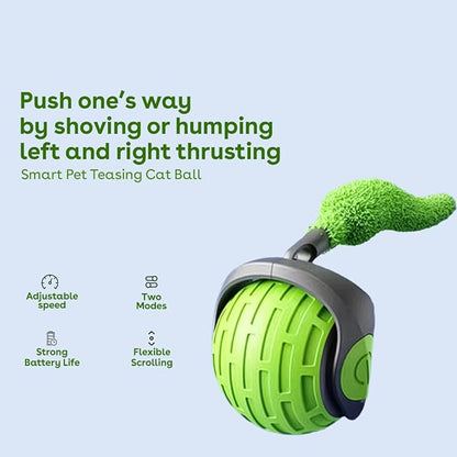 Interactive Cat Toys for Indoor Cats,The 3rd Generation Agile Moving Cat Ball with Elastic Mesh Tail,Automatic Kitten Toys for Bored Indoor Adult Cats,Motion Activated (Green)