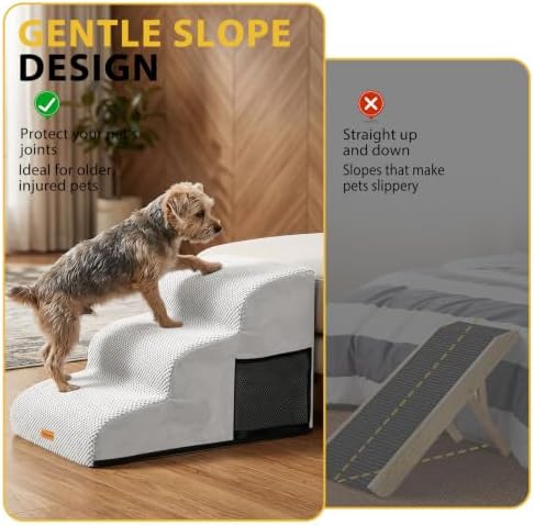 Dog Stairs for Small Dogs, 3-Step Non-Slip Foam Pet Steps for Couch Bed - Image 4