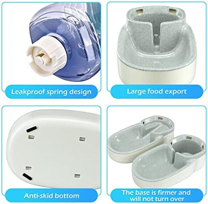 Automatic Dog Cat Feeder and Water Dispenser Gravity Food Feeder and Waterer Set with Pet Food Bowl for Small Medium Dog Puppy Kitten, Large Capacity 1 Gallon x 2(Grey) - Image 5