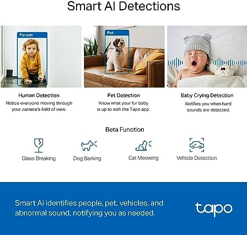 TP-Link Tapo 2K QHD Pan/Tilt Security Camera for Pet Camera, Baby Monitor, Motion Detection, Motion Tracking, 2-Way Audio, Night Vision, Cloud &SD Card Storage, Works w/Alexa & Google Home(Tapo C220) - Image 5