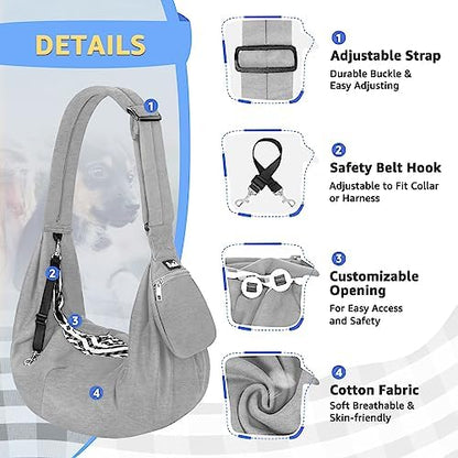 Lukovee Pet Sling, Puppy Small Pet Cat Carrier with Safety Hook - Image 2