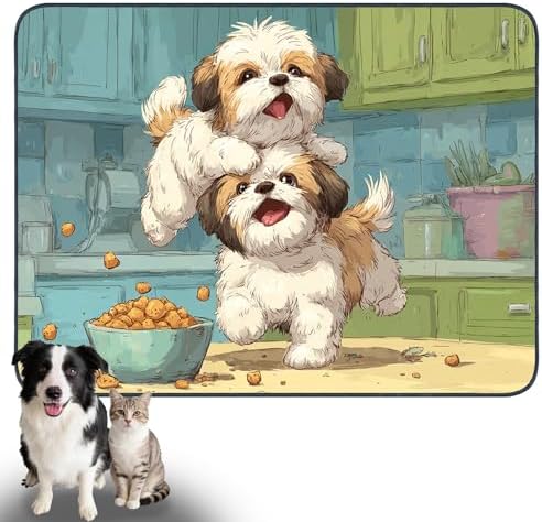 Nuxovilar Playful Puppy Pet Food Mat Polyester 23.62x17.71 Inches by Nuxovilar