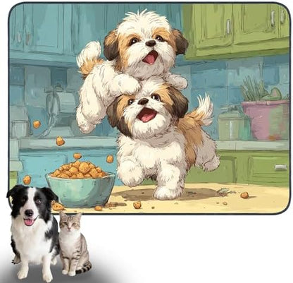 Nuxovilar Playful Puppy Pet Food Mat Polyester 23.62x17.71 Inches by Nuxovilar