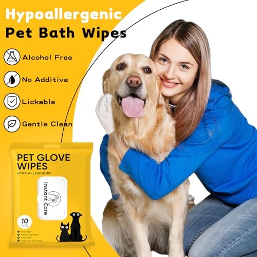 Pet Glove Wipes for Dogs & Cats, Hypoallergenic Large Size 9 x 9.8 inch - Image 4