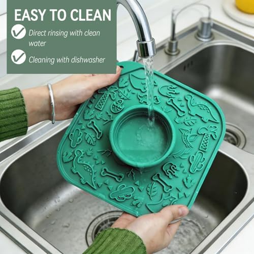 Lick Mat for Dog & Cat, Durable Silicone Licking Mat with Suction Cups, Easy-to-Clean, Chew-Proof, 2-in-1 Slow Feeder Pad Bowl for Dry & Wet Food, Puppy Enrichment Toy for Anxiety Relief, Pet Grooming - Image 5