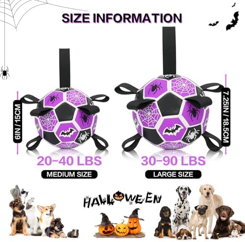 Dog Toys Balls, Dog Soccer Ball with Straps, Dog Birthday Gifts, Durable Balls for Small Medium Pet, Puppy Outdoor Toy, Pet Training Soccer Ball, World Cup Soccer (6 Inch) (Spider, Medium) - Image 5