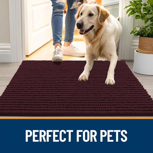 OLANLY Dog Door Mat for Muddy Paws 24x16, Extra Absorbent Chenille Mud Mat - Image 6