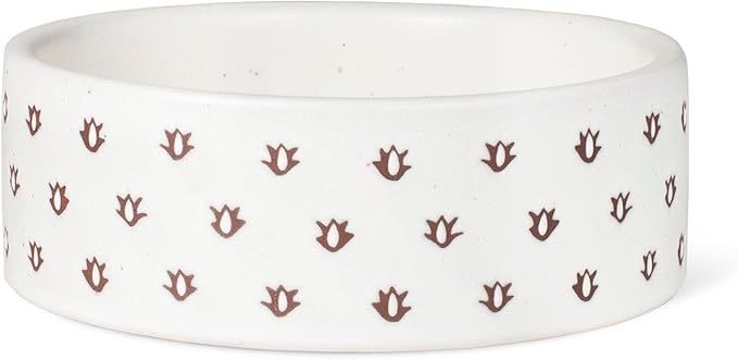 Fringe Studio Speckled Block Bone Small Wax Resist Ceramic Pet Bowl (5" Diameter x 1.75" H, 12 fl.oz.), PetShop Collection (473501)