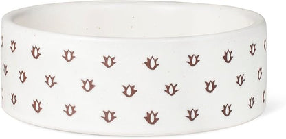Fringe Studio Speckled Block Bone Small Wax Resist Ceramic Pet Bowl (5" Diameter x 1.75" H, 12 fl.oz.), PetShop Collection (473501)
