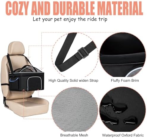 4-in-1 Cat Car Seat and Cat Carrier with Removable Wheels Booster Car Seats for Small Dogs Cats Comes with Shoulder Strap Clip-On Safety Leash and Thickened Pads, Pet Travel Carrier Bed up to 15lbs - Image 6