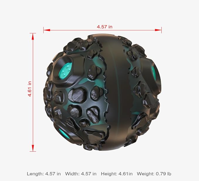 CYBERNOVA Interactive Dog Toys,Dog chew Ball, Fun Squeaky Sound Ball for Small Medium Large Breeds (Black+ Lake Blue)