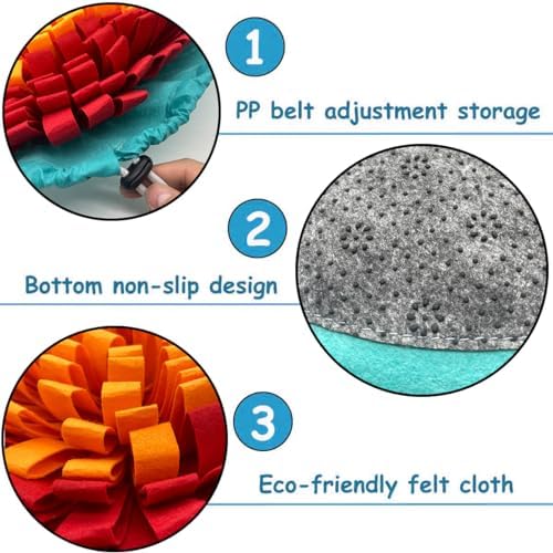 Dog Snuffle-Mat Slow-Feeder-Bowl - Simulating Grassland for Boredom, Encourages Natural Foraging Skills for Pet, Treat Indoor Outdoor Stress Relief（Tricolor） - Image 4