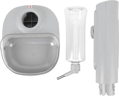 Pet Standing Water Dispenser Cat Dog Standing Bowl with Detachable Pole Automatically Feeding Water Height Adjustable for Cage, Crate (Grey)
