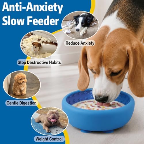 Dog Lick Bowl & Slow Feeder Lick Mat, Blue, Small - Image 6