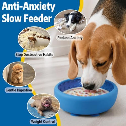 Dog Lick Bowl & Slow Feeder Lick Mat, Blue, Small - Image 6