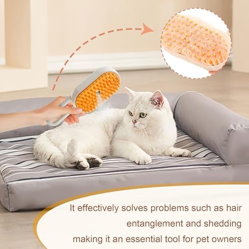 Cat Brush with Steam – 2 Pack 3-in-1 Grooming Kit with Self-Cleaning Vaporizer, Massage Brush for Long/Short Hair Pet Care - Image 5