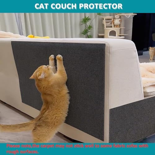 Cat Scratching Mat self-Adhesive, 78.7"x15.8" Cat Carpet Remnants, DIY Climbing Cat Scratcher, Cat Scratch Furniture Protector (Dark Gray) - Image 2