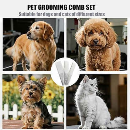 3-Pack metal comb for dogs stainless steel dog comb Pet Grooming Metal Combs Set, Large Medium Small Sizes, Stainless Steel Detangling Tool for Dogs and Cats - Image 5