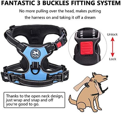PoyPet No Pull Dog Harness Large with Front Clip & Neck Release Buckle - Image 2