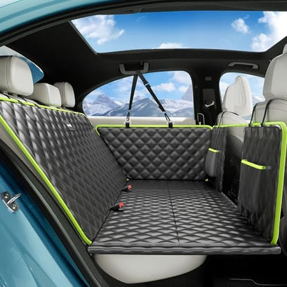 Dog Car Seat Cover for Back Seat, Waterproof Leather Fabric Back Seat Extender for dogs 52.4 * 24.4in, Foldable in The Car, Hard PVC Panels Bottom Support to 330 lbs, for Cars/Mid-Size SUV/Small Truck by pecute