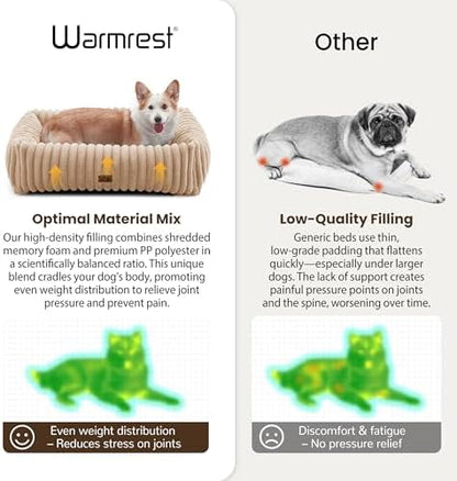 Dog Bed Medium Size Dog, Rectangle Orthopedic Pet Bed for Car and Indoor, Comfort Fluffy Memory Foam Dog Beds with Anti-Slip Bottom, Camel (30x24x8 inches) - Image 6