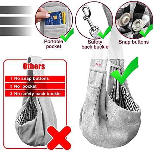 Pet Dog Sling Carrier for 3-10 lbs pet,Dog Purse Pouch,Dog Satchel,Reversible unadjustable Strap Travel Hand-Free Safe Bag Small Puppy Backpack (Grey) - Image 2