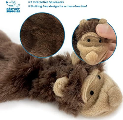 Best Pet Supplies 2-in-1 Stuffless Squeaky Dog Toy - Monkey, Small - Image 4