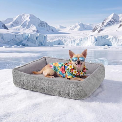 Cooling Dog Bed for Small Medium Dogs - Reversible Design (Ice‑Silk Cooling Layer | Sherpa Fleece Layer), Washable Dog Cooling Mat for Crates, Beds, Sofas 20" × 14" by Unknown