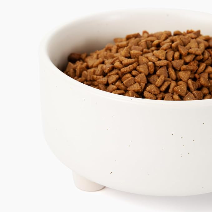 Waggo Uplift Ceramic Dog Bowl for Small Medium and Large Breeds - Heavyweight and Durable Pet Food and Water Dish Crock, Dishwasher Safe, Modern, Elevated Feeder (Speckle, Medium)