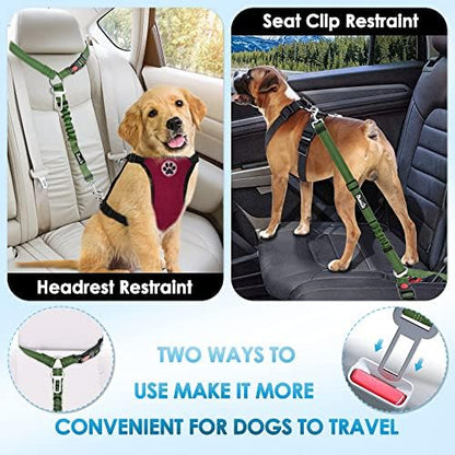 SlowTon Dog Seat Belt for Car, 2 Pack Dog Car Harness Seatbelt with Bungee - Image 2