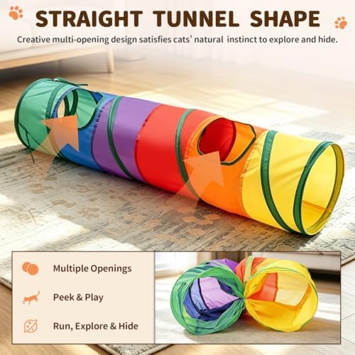 iCAGY Cat Tunnel for Indoor Cats Kittens Rabbits, Foldable Tunnel Toys - Image 3