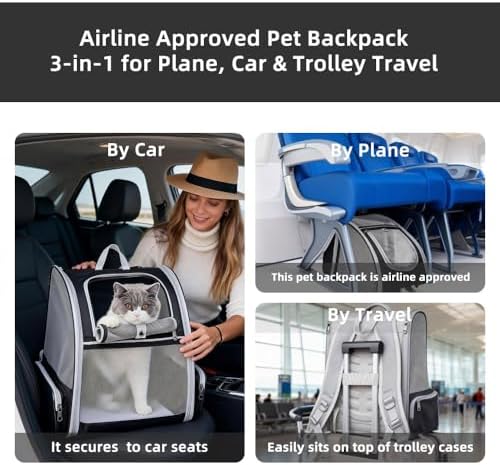 Cat Carrier Soft Sided Pet Carrier Backpack Airline Approved cat Bag for Cats & Dogs - Collapsible, 270° Breathable Design with 1 Pet Poop Bag+ 5 Leak-Proof Pee Pads, Ideal for Small/Medium Pets - Image 6
