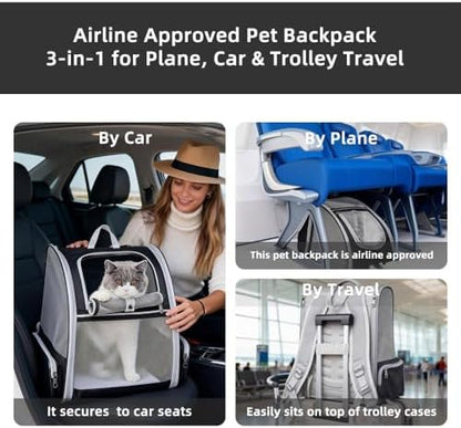 Cat Carrier Soft Sided Pet Carrier Backpack Airline Approved cat Bag for Cats & Dogs - Collapsible, 270° Breathable Design with 1 Pet Poop Bag+ 5 Leak-Proof Pee Pads, Ideal for Small/Medium Pets - Image 6