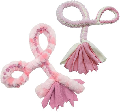 Baba&Nana Braided Fleece Dog Tug Toy (1PC), Assorted Colors Dog Rope Toy, Interactive Tug of War Dog Toy for Large & Medium & Agility Dogs - New and Old tug Rope Shipped Randomly! (Pink/Faux Fur)