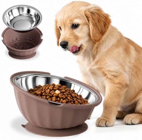 2-in-1 Dog Lick Bowl, Silicone Lick Mat & Stainless, Suction Cup by Unknown