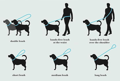 Hands Free Eco Friendly Handmade Multifunctional Cotton Rope Dog Leash 8.2 FT with Adjustable Double Swivel Hook for Medium and Large Dogs Running Hiking Camping Walking (Blue)