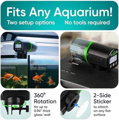FISHNOSH Automatic Fish Feeder for Aquarium - New Generation 2026, Auto Food Dispenser with Timer for Small Tank, Big Aquariums & Pond (Green) - Image 4