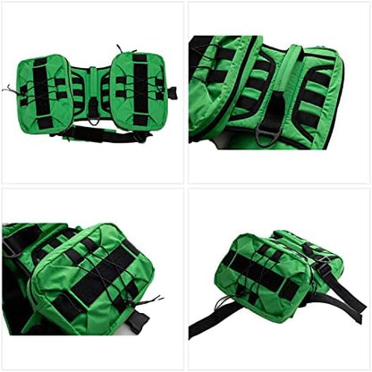 Lovelonglong Medium Large Dog Backpack, Outdoor Hound Saddle Bag with Side Pockets, Adjustable Tactical Pack for Hiking Travel Camping Training Green M - Image 3